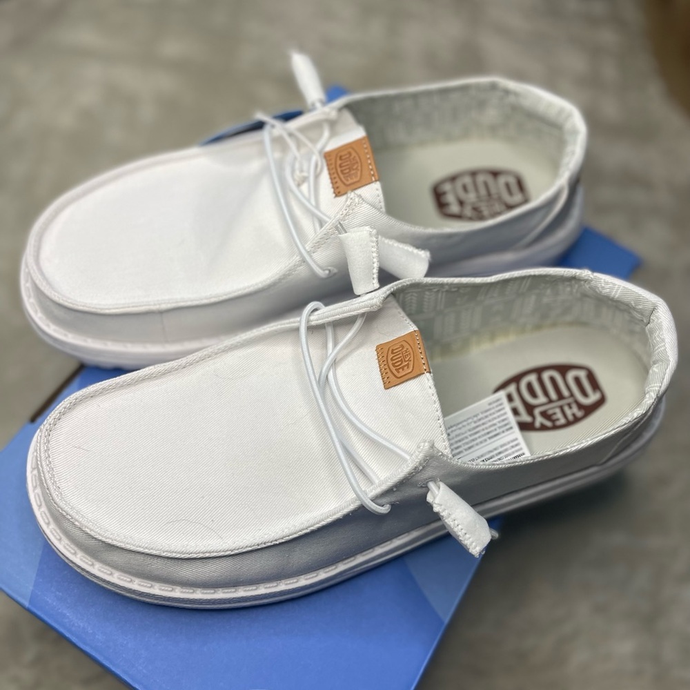 Hey Dude White Canvas Loafers